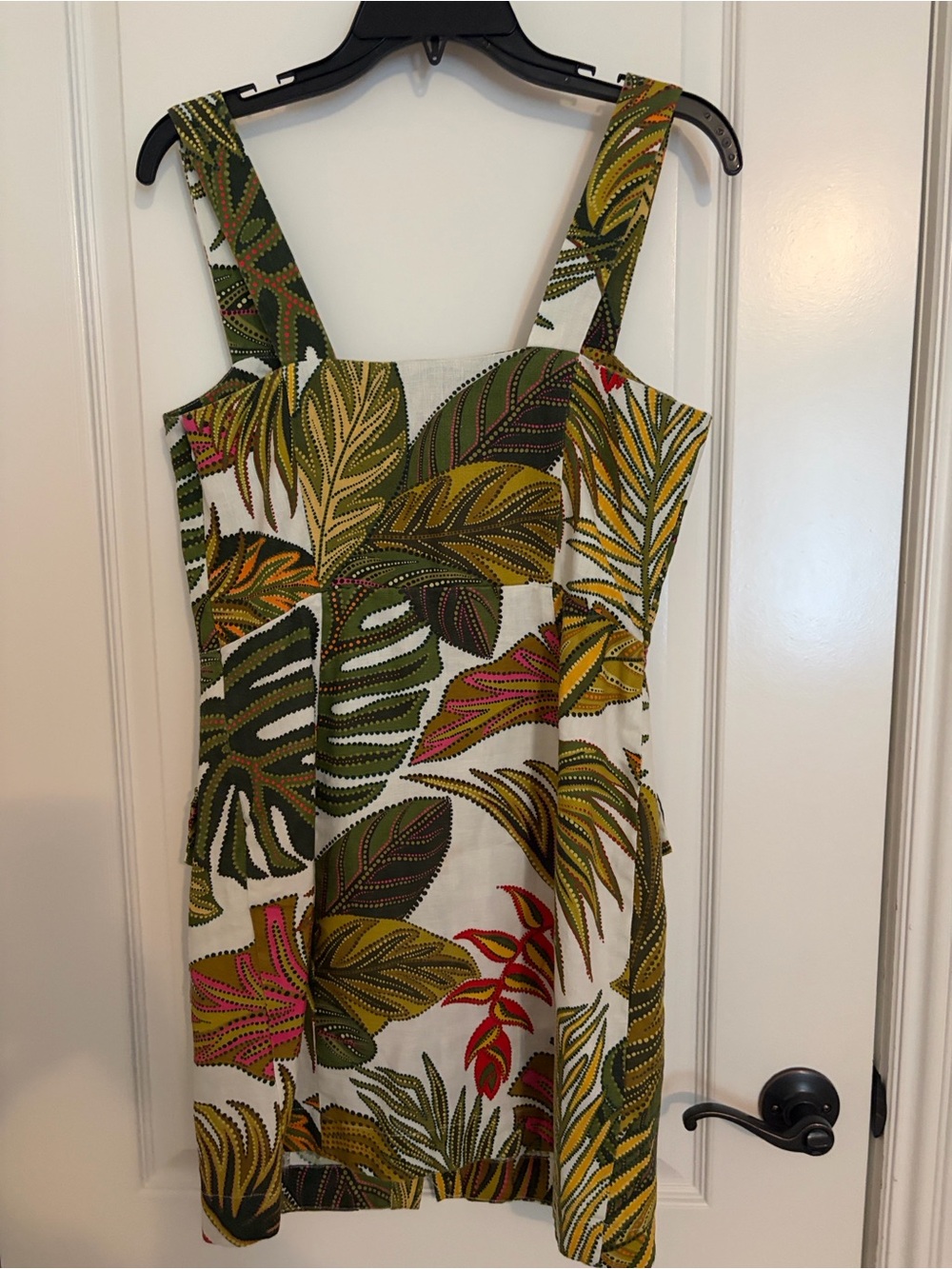 FARM Rio White Mini Dress with Green, Yellow & Pink Tropical Leaves - Picture 2 of 4